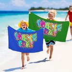 Personalized Multicolor Paisley Design Cousin Crew Quick Dry Oversized Beach Towel with Name Summer Travel Holiday Essential Gift for Family Kids