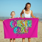 Personalized Multicolor Paisley Design Cousin Crew Quick Dry Oversized Beach Towel with Name Summer Travel Holiday Essential Gift for Family Kids