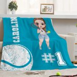 Personalized Softball Baseball Sports Girl Soft Throw Blanket with Name and Number Multicolor Home Decor Game Day Birthday Gift for Ball Lovers