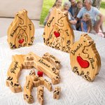 Puzzle di famiglia in legno personalizzabile con 2-8 nomi e cuore rosso decorazione da scrivania regalo per famiglia