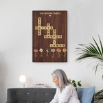 Personalized Crosswords Scrabble Puzzle Art Poster Framed Frameless Painting with 2-8 Birth Flowers Birthday Housewarming Gift for Family Member