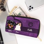 Portafoglio in pelle PU a più scomparti personalizzato con cane e gatto in stile vintage fino a 6 nomi incisi regalo perfetto per amanti degli animali