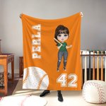 Personalized Softball Baseball Sports Girl Soft Throw Blanket with Name and Number Multicolor Home Decor Game Day Birthday Gift for Ball Lovers