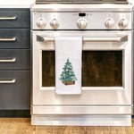 Personlig julgran 100% bomullsabsorberande våffelhandduk för köket med 2-8 familjenamn Semestergåva till familjen