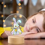 Personalisierte Playful Bunny Ohren Bowknot Ei Initiale LED-Nachtlicht mit hölzernen Basis und Name Ostern Party Zimmer Dekoration Geburtstagsgeschenk für Kinder