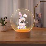 Personalisierte Playful Bunny Ohren Bowknot Ei Initiale LED-Nachtlicht mit hölzernen Basis und Name Ostern Party Zimmer Dekoration Geburtstagsgeschenk für Kinder