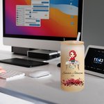 Personalized Floral Cartoon Business Character 20oz Frosted Glass Cup with Name and Straw Daily Travel Essential Birthday Office Gift for Coworker