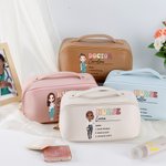 Personalized Retro Cartoon Medical Character PU Leather Wide Open Makeup Bag with Name and Nouns Medical Day Appreciation Gift for Nurse Doctor