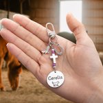Personalized Western Cross Horseshoe Horse Saddle Beads Charm with Name Equestrian Birthday Gift for Horse Lover Owner