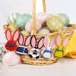 Personalized Basketball Baseball Softball Sports Acrylic Easter Bunny Basket Bag Tag with Name Easter Gift for Kids Sports Lovers