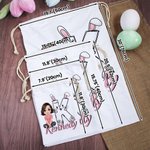 Gepersonaliseerde schattige cartoonfiguur Bunny Chick initiële Drawstring Treat Bag met naam Pasen verjaardag Party Gift voor jongens meisjes