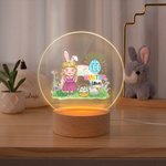 Personalisierte offizielle Eierjäger Cartoon Charakter Name LED-Nachtlicht mit hölzernen Basis Kinderzimmer Dekor Ostern Geburtstag Geschenk für Kinder