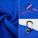 Personalised Embroidered Pickleball Paddle Design Waffle Towel with Name and Hanging Clip Birthday Sport Accessories Gift for Pickleball Sport Lover