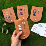 Personalised Cartoon Character Birth Flower Leather Cribbage Board Set with Name Travel Essential Birthday Gift for Family Friends Cribbage Lovers