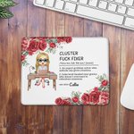 Personalized Birth Flower Cartoon Business Character Mouse Pad with Text and Name Computer Accessory Work Birthday Gift for Colleagues Leaders