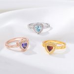Personalisierte exquisite Liebe herzförmigen Birthstone Ring und verstellbare Armband Set mit Namen Geburtstag Jahrestag Geschenk für Frauen
