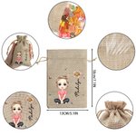 Personalized Cartoon Character Birth Flower Drawstring Jute Treat Bag with Name Easter Eggs Hunts Birthday Gift for Family Friend