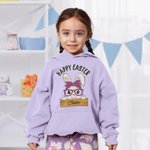 Personalized Happy Easter Cute Bunny 100% Cotton T-shirt Sweatshirt Hoodie with Name Easter Party Gift for Boys Girls