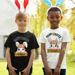 Personalized Happy Easter Cute Bunny 100% Cotton T-shirt Sweatshirt Hoodie with Name Easter Party Gift for Boys Girls