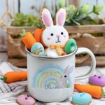 Personalized Cute Rainbow Easter Bunny 11oz Enamel Mug with Name Easter Party Birthday Gift for Kids