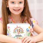 Personalized Rainbow Bunny Suit Cartoon Character Biscuit Tin Box with Name Easter Party Storage Accessories Gift for Boys Girls