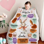 Personalisierte Gott sagt, ich bin Traumjob Hase weiche Decke mit Namen Home Decor Ostern Geschenk für Kinder christliche Familien