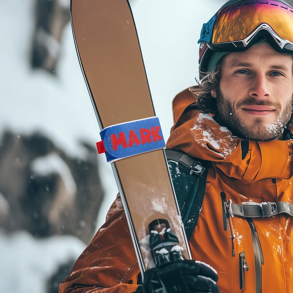 Gepersonaliseerde Heldere Kleur Verstelbare Ski Strap met Tekst en 2 Haak en Lus Pads Ski Gear Accessoire Verjaardagscadeau voor Skiliefhebbers