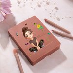 Gepersonaliseerde 3D Cartoon Karakter Geboortebloem 5 delige Make-up kwastenset met reisopbergdoos Verjaardag Bruidsmeisje Gift voor vrouwen Meisjes
