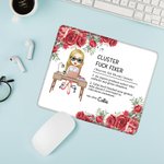 Personalized Birth Flower Cartoon Business Character Mouse Pad with Text and Name Computer Accessory Work Birthday Gift for Colleagues Leaders