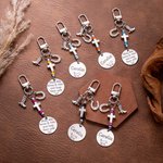 Personalized Western Cross Horseshoe Horse Saddle Beads Charm with Name Equestrian Birthday Gift for Horse Lover Owner