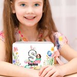 Personalized Floral Bunny Initial Easter Egg Character Biscuit Tin Box with Name Easter Party Storage Accessories Gift for Boys Girls