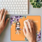 Personalized Birth Flower Cartoon Business Character Mouse Pad with Text and Name Computer Accessory Work Birthday Gift for Colleagues Leaders