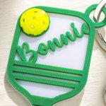 Personalized Multicolor 3D Printed Pickleball Paddle Keychain Bag Charm with Name Set of 2 Birthday Sports Gift for Pickleball Lovers