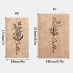 Personalized  Leather Birth Flower Journal Notebook with 200 Line Pages Birthday Gift for Family Friend