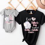Personalised Cute Elephant Our First Father's Day T-shirt 100% Cotton Baby Onesie Dad and Baby Set with Name Gift for Dad Baby