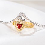 Personalisierte exquisite Liebe herzförmigen Birthstone Ring und verstellbare Armband Set mit Namen Geburtstag Jahrestag Geschenk für Frauen