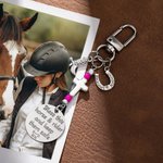 Personalized Western Cross Horseshoe Horse Saddle Beads Charm with Name Equestrian Birthday Gift for Horse Lover Owner