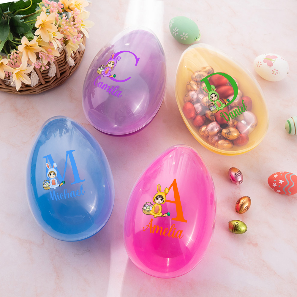 Oeuf de Pâques personnalisable avec initiales et nom pour le lapin de Pâques Personnalisé Cadeau de fête de Pâques pour garçons et filles