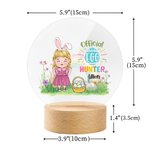 Personalisierte offizielle Eierjäger Cartoon Charakter Name LED-Nachtlicht mit hölzernen Basis Kinderzimmer Dekor Ostern Geburtstag Geschenk für Kinder