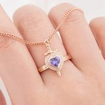 Personalisierte exquisite Liebe herzförmigen Birthstone Ring und verstellbare Armband Set mit Namen Geburtstag Jahrestag Geschenk für Frauen