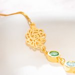 Personalized Dainty Hollow Birth Flower Family Bracelet with 1-6 Birthstones Mother's Day Anniversary Birthday Gift for Women