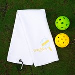 Personalised Embroidered Pickleball Paddle Design Waffle Towel with Name and Hanging Clip Birthday Sport Accessories Gift for Pickleball Sport Lover