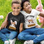 Personalized Happy Easter Cute Bunny 100% Cotton T-shirt Sweatshirt Hoodie with Name Easter Party Gift for Boys Girls