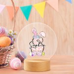 Personalisierte Playful Bunny Ohren Bowknot Ei Initiale LED-Nachtlicht mit hölzernen Basis und Name Ostern Party Zimmer Dekoration Geburtstagsgeschenk für Kinder
