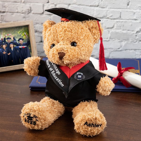 Plush Teddy Bear with Name and School Badge Grad Class 2024