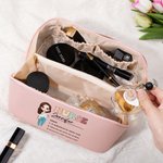 Personalized Retro Cartoon Medical Character PU Leather Wide Open Makeup Bag with Name and Nouns Medical Day Appreciation Gift for Nurse Doctor