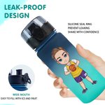 Gepersonaliseerde Gradient Cartoon Basketball Lekvrije Gym Sport Waterfles met Flip Top Deksel en Riem Verjaardagscadeau voor Basketball liefhebbers