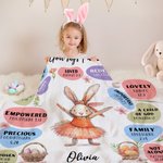 Personalisierte Gott sagt, ich bin Traumjob Hase weiche Decke mit Namen Home Decor Ostern Geschenk für Kinder christliche Familien