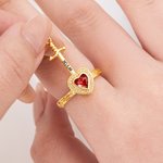 Personalisierte exquisite Liebe herzförmigen Birthstone Ring und verstellbare Armband Set mit Namen Geburtstag Jahrestag Geschenk für Frauen