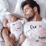 Personalised Cute Elephant Our First Father's Day T-shirt 100% Cotton Baby Onesie Dad and Baby Set with Name Gift for Dad Baby